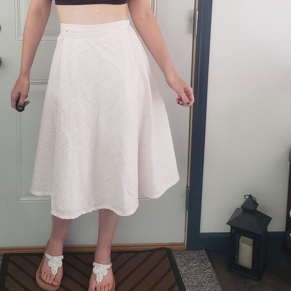 70s White‎ and Pastel Striped Wrap Skirt